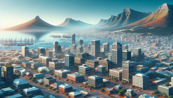 Relocating to Cape Town: A vibrant cityscape of Cape Town with bustling City Bowl and serene Southern Suburbs, under a clear blue sky.