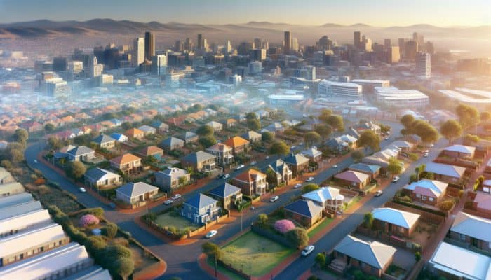 Renting vs Buying Entry Level Property – Which is Better? in Kempton ParkAerial view of Kempton Park's diverse and affordable real estate, surrounded by Johannesburg and Pretoria.