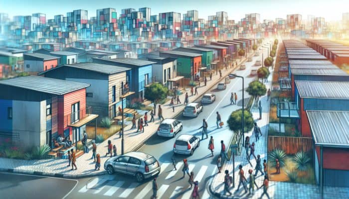 Entry Level Property Hotspots in Delmas: A bustling street in Delmas with affordable homes and businesses, attracting first-time investors.