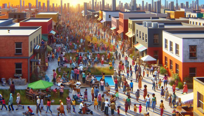 A vibrant Giyani neighborhood with families enjoying a safe, community-centered environment, featuring low crime rates, local events, and accessible amenities.