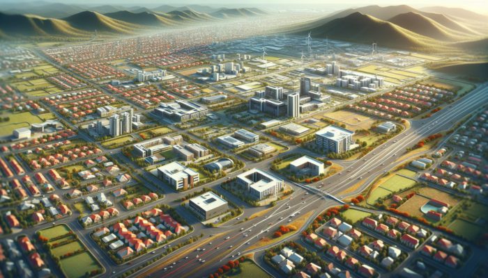 Aerial view of Colesberg properties near amenities and N1 highway, influencing prices.