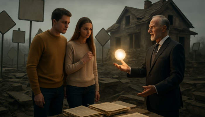 Benoni novice buyer navigating zoning signs, tax documents, and crumbling foundations with advisor's guidance.